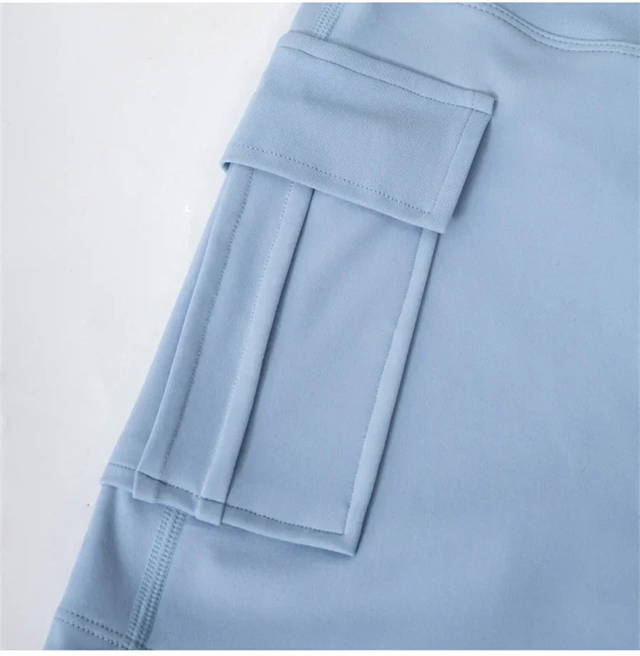 Women Gym Sports Shorts With Skirts Wrap Cover Chinlon Yoga Running Fitness Modern Dance Ballet Two Side Pockets Skorts