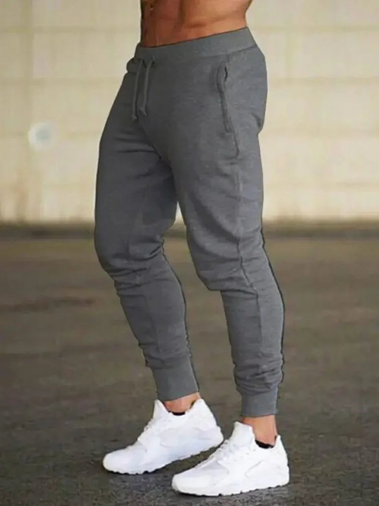 Fashionable Men's Gym Solid-color Long Pants Jogging Fitness Casual Long Pants Men's Exercise Sports Jogging Sportswear Pants