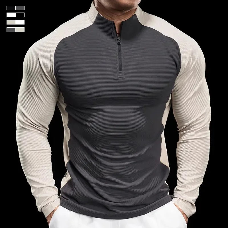 2024 New Men Sportswear Fitness Top Gym Jacket Quick-drying Breathable Slim Long-sleeved T-shirt Running Training Clothes Autumn