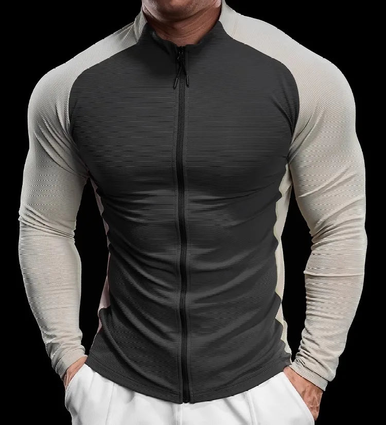 2024 New Men Sportswear Fitness Top Gym Jacket Quick-drying Breathable Slim Long-sleeved T-shirt Running Training Clothes Autumn