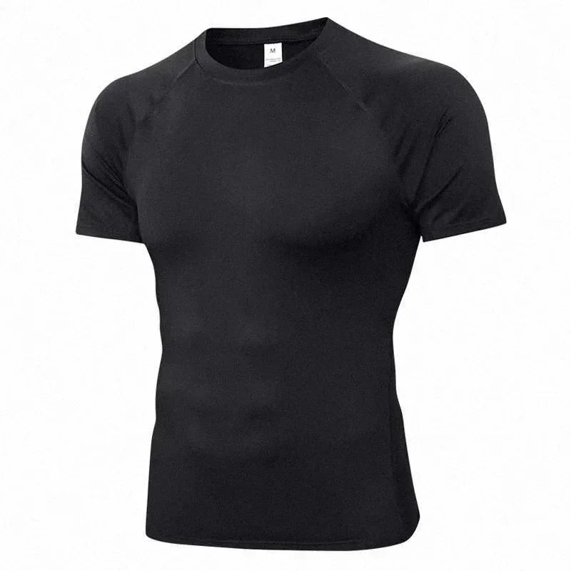 gyms Tight sports T-shirt  Men Summer Short Sleeve Fitness T Shirt Running Gym Compression T Shirt High Quality elasticity Tops