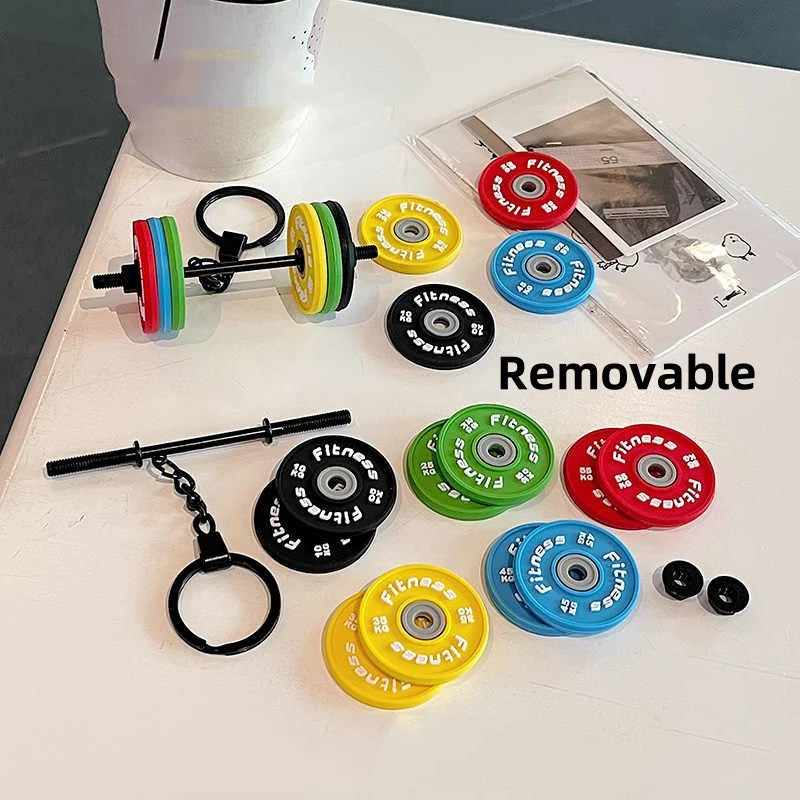 2025 New Barbell Keychain DlY Silicone Dumbbell Keychain Gym Gifts for Gym Lovers Fitness Trainer Gift Backpack Car Key Pendant