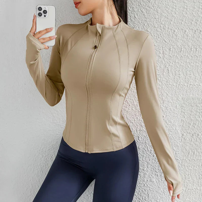 Women Yoga jacket Gym Wear zipper long sleeve fitness woman Jackets Coat