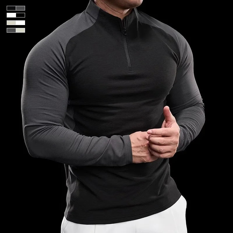 2024 New Men Sportswear Fitness Top Gym Jacket Quick-drying Breathable Slim Long-sleeved T-shirt Running Training Clothes Autumn