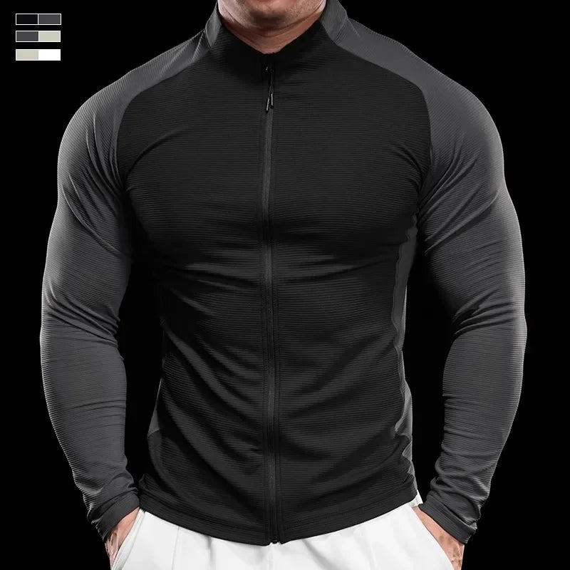 2024 New Men Sportswear Fitness Top Gym Jacket Quick-drying Breathable Slim Long-sleeved T-shirt Running Training Clothes Autumn