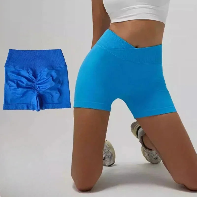 Women's fitness shorts  high-waisted buttock-lifting  tight  quick-drying  sporty yoga three-quarter shorts