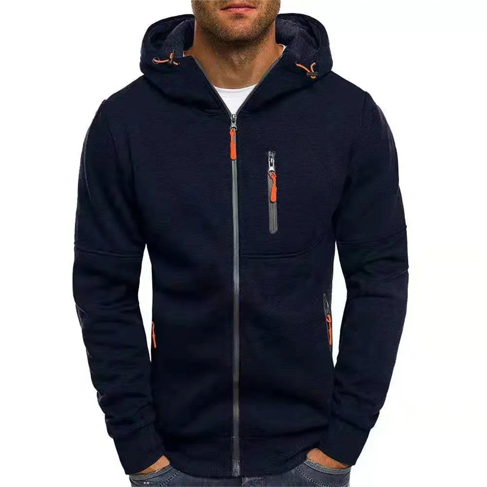 Men's hooded jacket Casual long-sleeved hoodie Zipper Gym sports hoodie Spring and Autumn