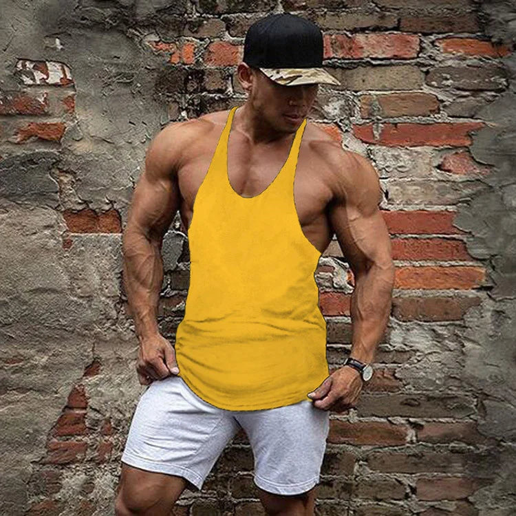 Gym Tank Top Men Bodybuilding Clothing Blank shirt Fitness Singlets Sleeveless Tanktops Cotton Muscle Stringer Vest Man