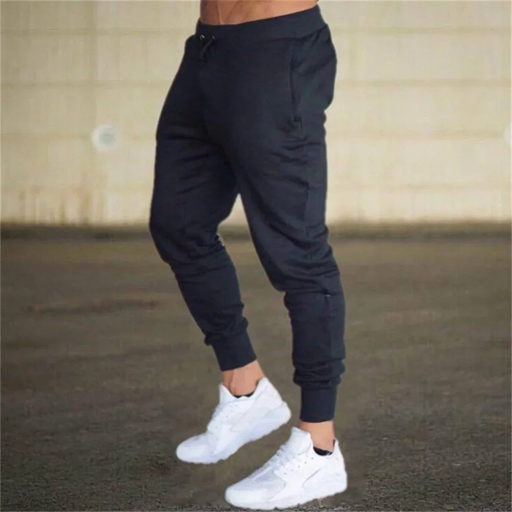 Fashionable Men's Gym Solid-color Long Pants Jogging Fitness Casual Long Pants Men's Exercise Sports Jogging Sportswear Pants