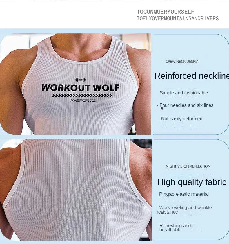 Men's Fitness Jogging Cycling Hiking Gym Muscle Compression Shirt - Training Tank Top with Quick-Dry,High-Elasticity Material