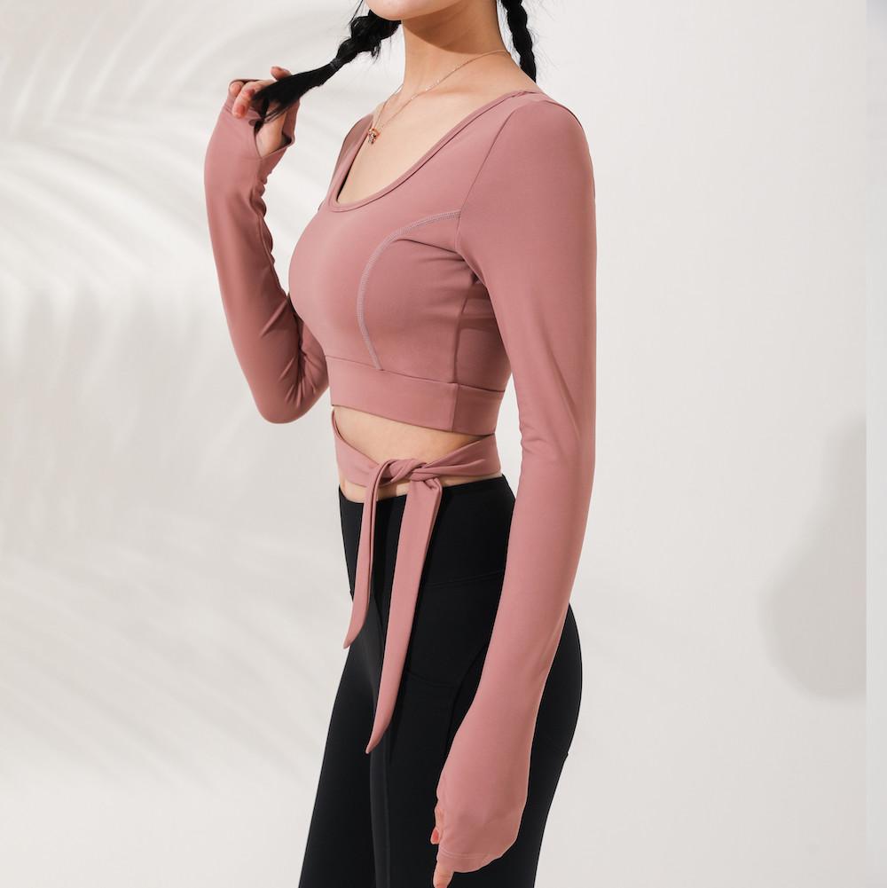 React LUXE Bow Sports Crop - Dusty Pink